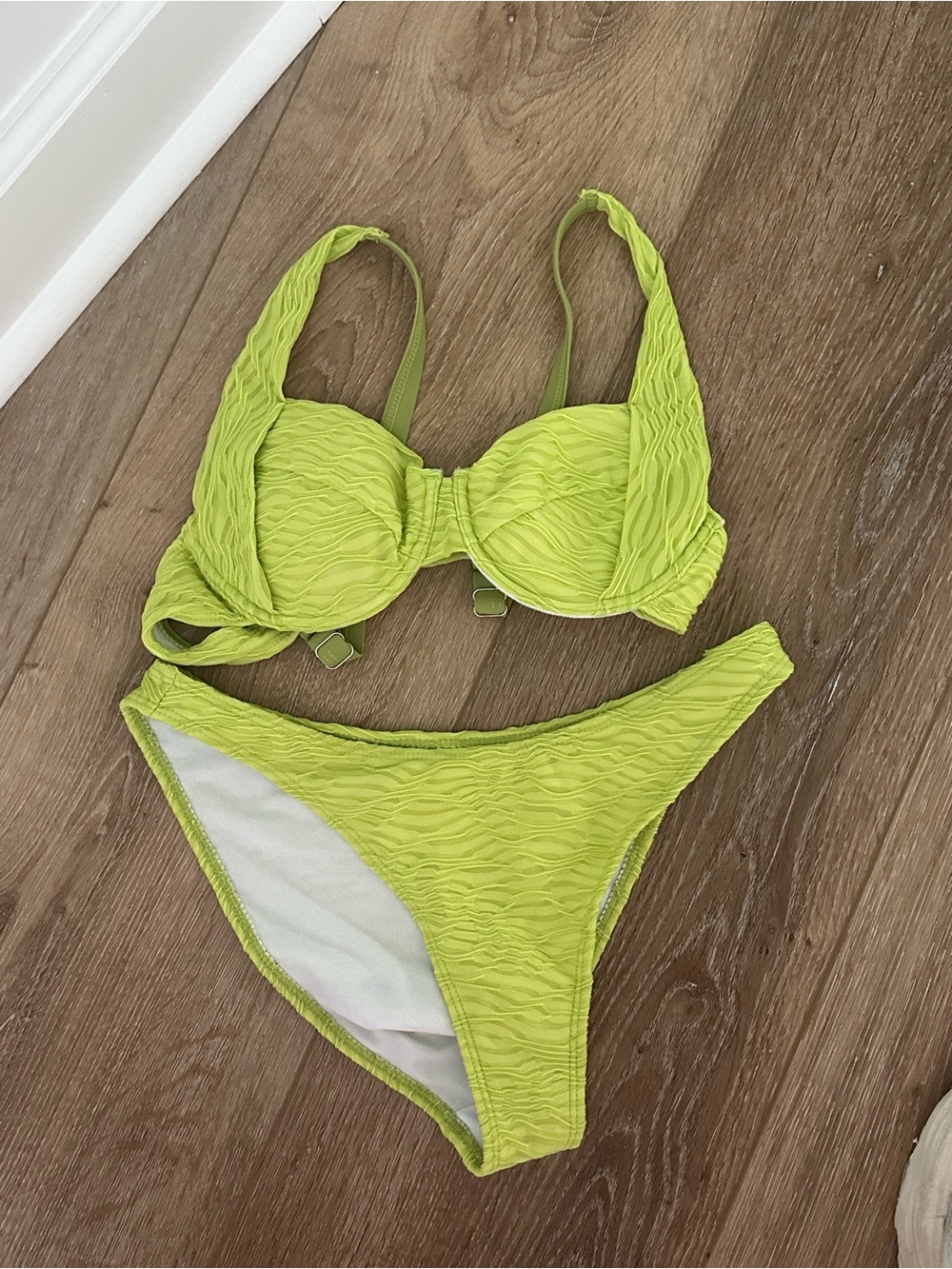 Textured Lime Green Bikini Set